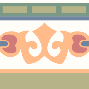 Decorative border tile Imperial II Cenefa with circles and medallions, bands and lines, arches and curves